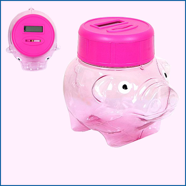 Transparent piggy bank automatic coin counter